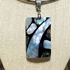 Mother of Pearl and Abalone Inlaid Pendant
